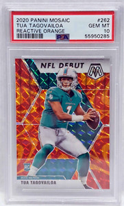 2020 Panini Mosaic TUA TAGOVAILOA Reactive Orange Rookie RC #262 PSA 10 Gem Mint