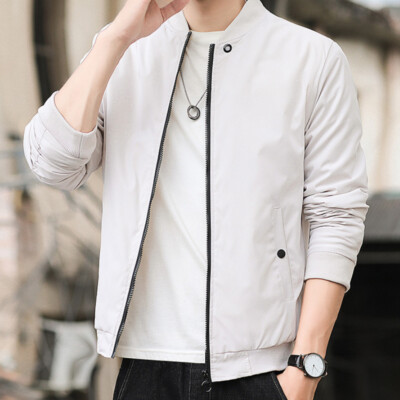 Mens Bomber Jacket Coat Overcoat Outwear Windbreaker Stand-up Collar Slim Casual