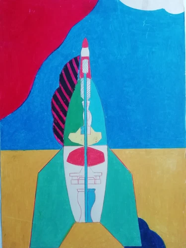 Hubert Pfaffenbichler El Hombre, 1967, watercolor, landing II, autographed