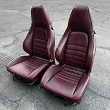 1985-1995 Porsche Sport Seats 911 928 944 930 968 Oem Heated Burgundy Leather