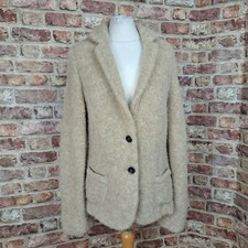 Marc Cain Knitted Blazer Beige N5 Uk 14 Wool Alpaca Blend