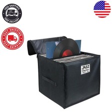 Durable Vinyl Record Organizer Box for 90 12-Inch Albums, Collapsible Design