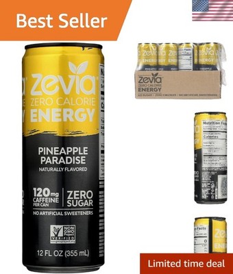 Refreshing Pineapple Paradise Energy Drink - Zero Calories, 12 Fl Oz Cans Set