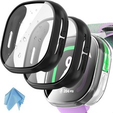 3 Pack Hard PC Case w Tempered Glass Screen Protector for Fitbit Google Ace LTE