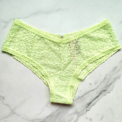 PINK Victoria's Secret V-Cut Front Wear Everywhere Lace Cheekster Icy Lime SZ M