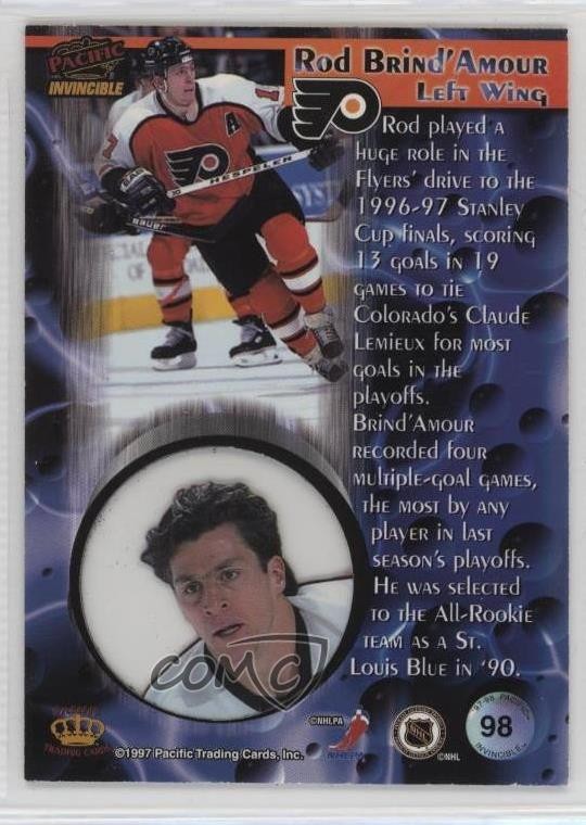 1997-98 Pacific Invincible Copper Rod Brind'Amour #98 | eBay