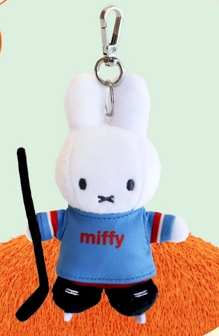 Miffy Official Plush Doll : Miffy Ice Hockey Blue 13cm Rabbit Key