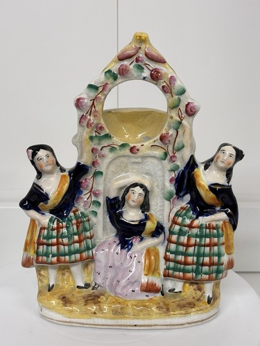 Antique Staffordshire 3 Graces Faith Hope Charity Temperence Watch Holder c.1860 - Picture 1 of 13