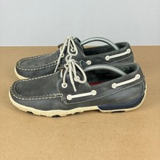 Twisted X Leather Driving Moc Womens 7 Gray Lace Up Contrast Stitching Casual