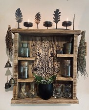 Rustic Green Man hanging wall shelf Altar Wiccan Witchcraft for