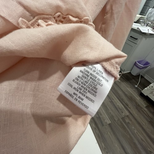 Blusa donna JM Collection colore pesca 100% lino pizzo sulla manica taglia 8 - Foto 7 di 7