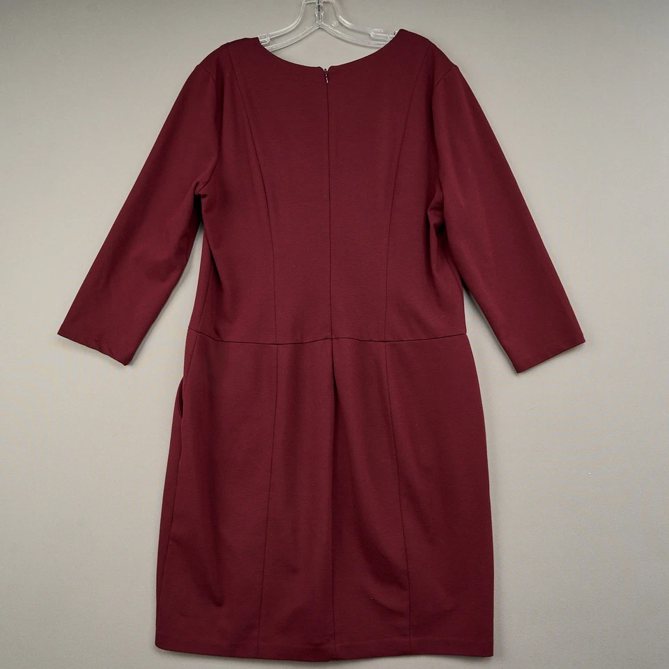 Talbots Dress Womens 16p Burgundy Ponte Knit Stretch Sheath Shift Office - Image 4 of 4