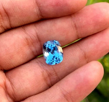 Certified 5.50 Ct Natural Santa Maria Blue Aquamarine Cushion Cut Loose Gemstone