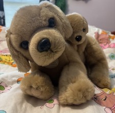 Miyoni By Aurora Golden Yellow Labrador Retriever Puppy Plush Mama Baby Toy Set