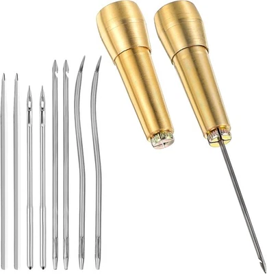 HJZHII 2 Set Ahle Werkzeug,8 Stück Ledernadel Nähahle Ahle,Leder Reparatur Set K