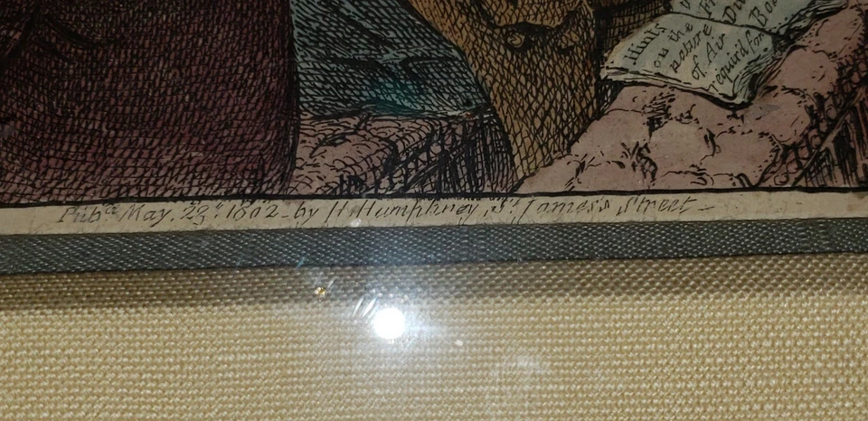 Grabado grabado a mano de James Gillray 1802 Foto 2 de 4