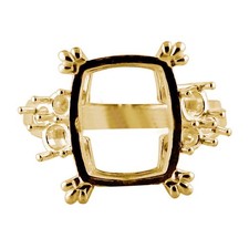 10x12mm Cushion Semi Mount Ring 925 Sterling Silver Gold Plated Side Stone Ring
