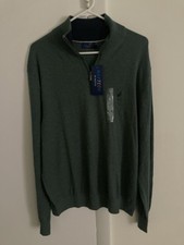 Nautica Sweater Men  s Large Green Navtech 1/4 Zip Long Sleeve Pullover NEW