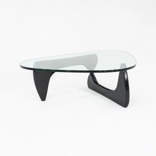 2000s Isamu Noguchi for Herman Miller Coffee Table in Black w/ Glass Top 50x36"
