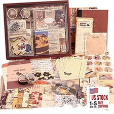 348 Pcs Scrapbooking Supplies Kit, Vintage Aesthetic Scrapbook Kit for Retro