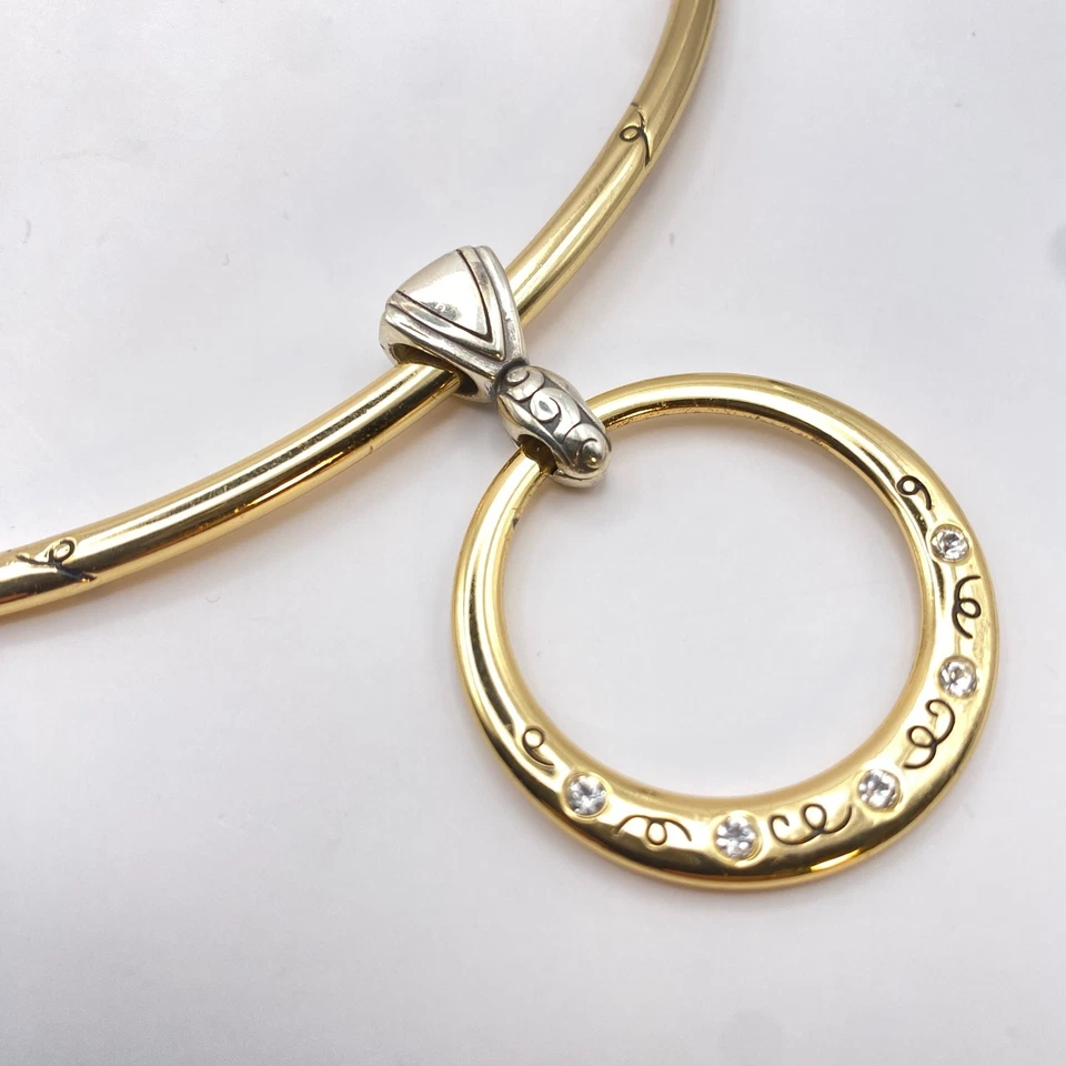 Подписанный BRIGHTON Covet‎ золото и серебро покрытием ожерелье воротник ошейник кристалл мод - Изображение 2 из 4