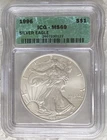 1996 American Silver Eagle $1 ICG MS69 Green Label 0.999 Silver 1 OZ