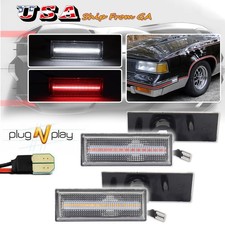 4X White Front & Red RearLED Side Marker Lights For 81-88 Oldsmobile Cutlass 442