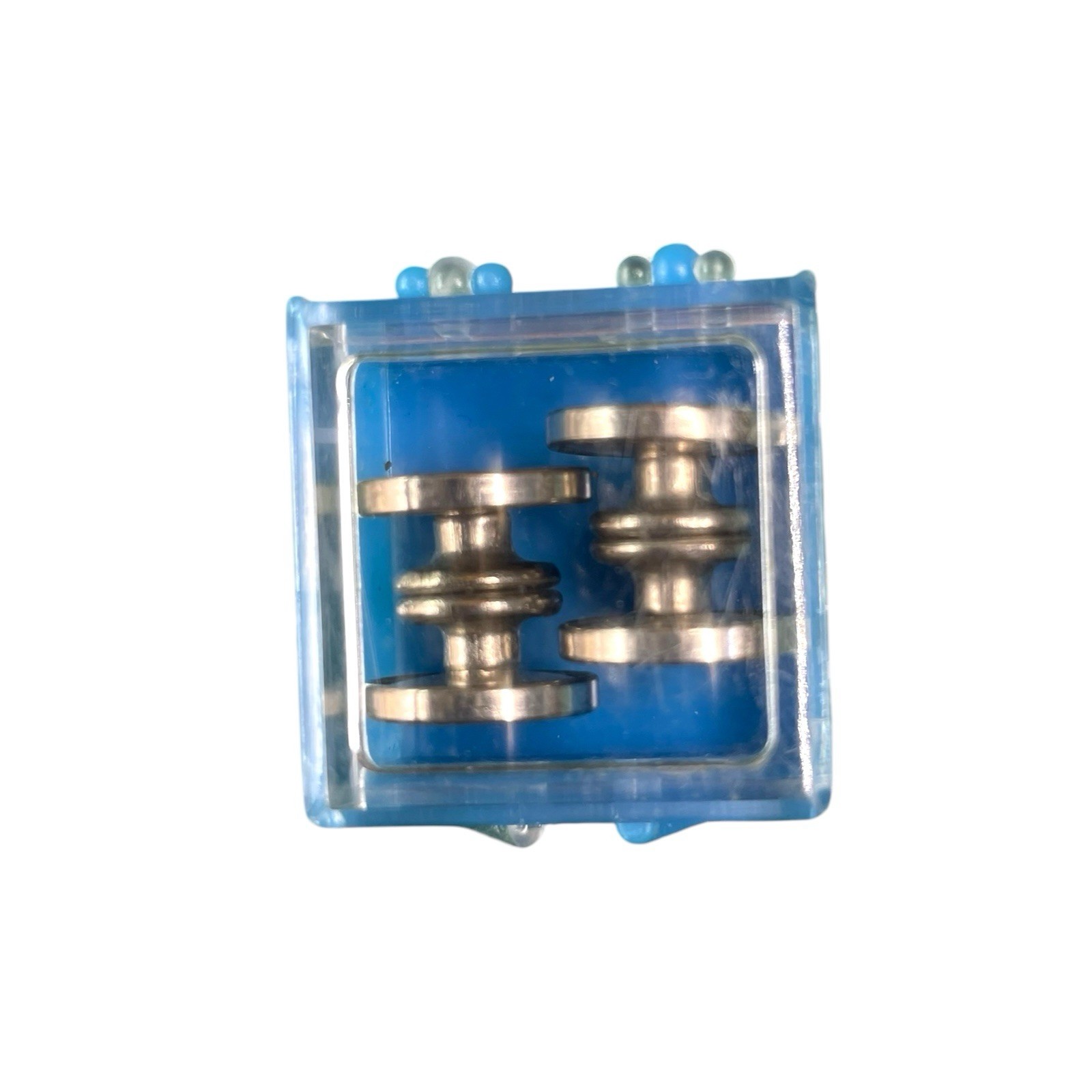 1920s Art Deco Blue Enamel Snap Cufflinks Silver … - image 11