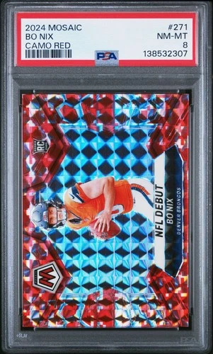 2024 PANINI MOSAIC CAMO RED #271 BO NIX ROOKIE RC PSA 8
