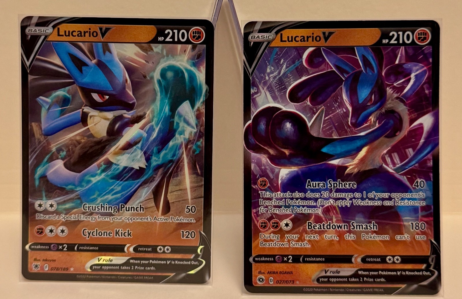 Lucario V 27/73 Champions Path Holo & Lucario V Astral Radiance 078/189 NM