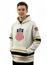USA Hockey Shield Logo Official Vintage White Performance Hoodie