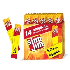 Slim Jim Original Snack Size Stick, 0.28 oz Meat Snacks, 14 Count Box