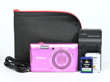 Nikon COOLPIX S3700 Pink 20.1 MP Compact Digital Camera w/SD card, case Open Box