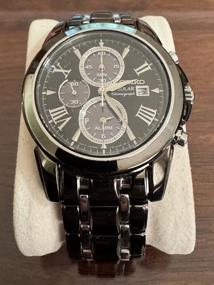 Seiko Le Grand Sport Solar Chronograph Watch. Black And Silver. - image 2 of 4