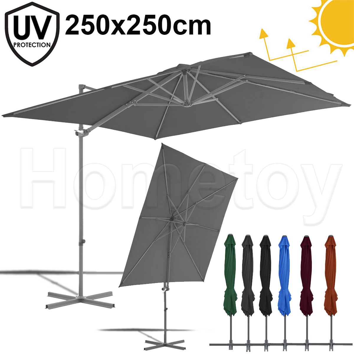 250x250cm Sonnenschirm Ampelschirm Gartenschirm Marktschirm Sonnenschirm Garten