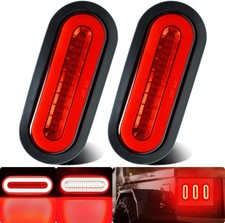 2Pcs 6" inch Oval LED Trailer Red 52 LEDs Halo Brake Stop Turn Signal Running Ta