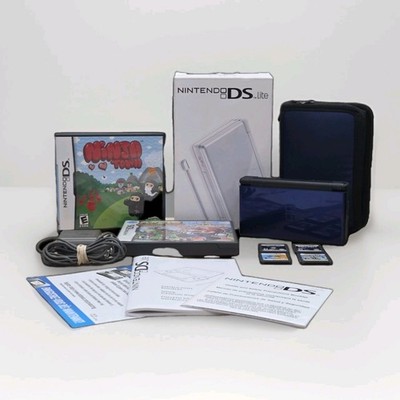 Nintendo DS Lite Cobalt/Black Tested Working With 6 Games OEM Box & Manual