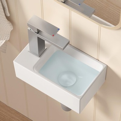 Floating Sink, Small Mini Vessel Sink Bathroom 12'' X 7'' for Tiny Bathrooms Wa...