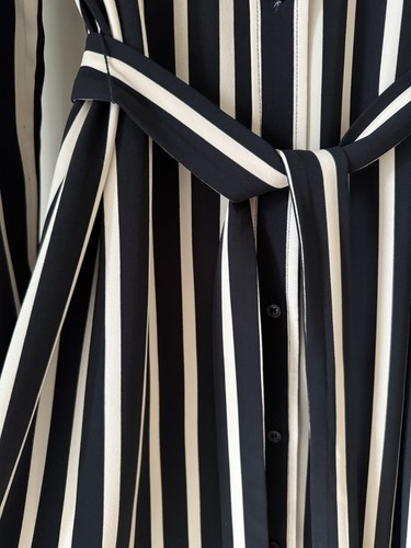 H&M, Hemdblusenkleid, Schwarz-weiß, Gestreift, Knitterfrei - Bild 3 von 7
