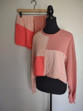 NA Wild Fable Women's Colorblock Cropped Sweatshirt/ Short Pink/Orange Size M