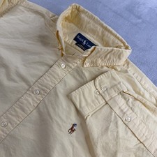 Ralph Lauren Dress Shirt Mens 17 32/33 Classic Fit Flesh Pony Yellow Oxford