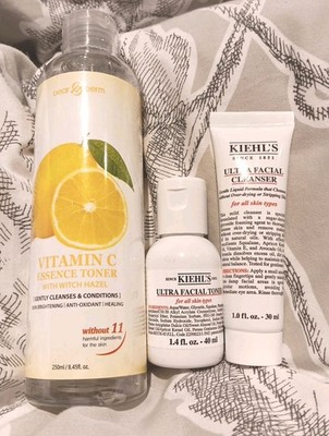 Dearderm Skincare Vitamin C Essence Face Toner+Kiehl's Facial Toner+Cleanser