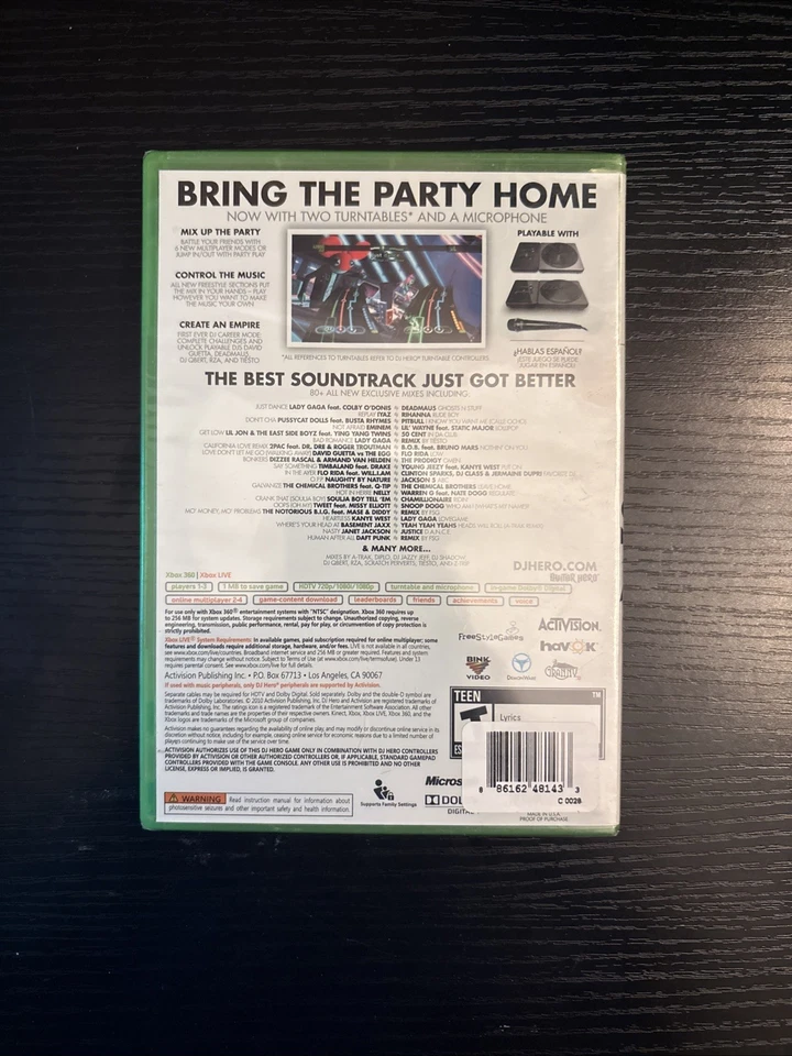 New XBox 360 DJ Hero 2 Music Video Game Over 80-HOURS NEW - Image 2 of 2