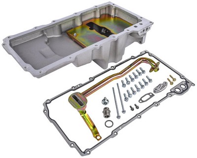 JEGS 50275 Retrofit Oil Pan GM LS Series Natural Cast Aluminum Stock Location Fi