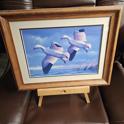 Ducks Unlimited ''Snow Geese''  by Daniel Smith.  1990/1991,  Framed & Easle.