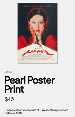 PEARL A24 PRINT RARE MIA GOTH TI WEST X MAXXXINE HORROR