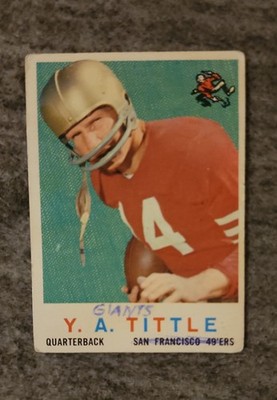 1959 Topps - Y.A. Tittle #130 No Creases, Soft Corners And Written On 