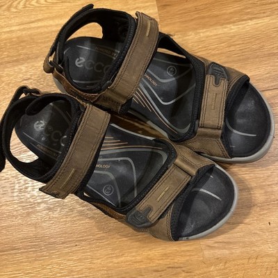 ECCO Men s Brown Leather Sports Sandals EU 43 US 9 - 9.5 Adjustable Walking