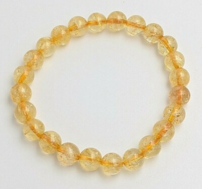 NATURSTEIN ARMBAND POLIERT CITRIN Schmuck Chakra Perle 8mm AA