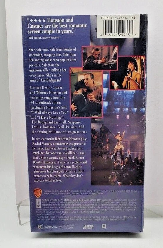The Bodyguard VHS (1992) FACTORY SEALED Kevin Costner, Whitney Huston, Mint Cond Foto 3 de 4